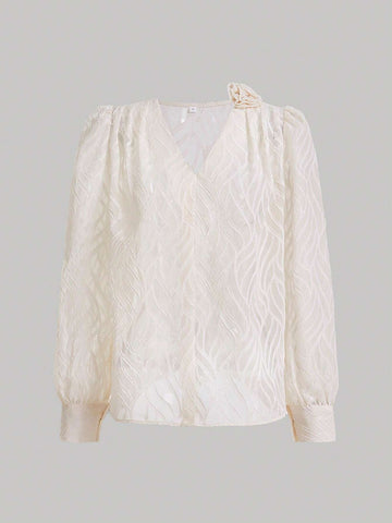 Solid Stereo Flower Blouse