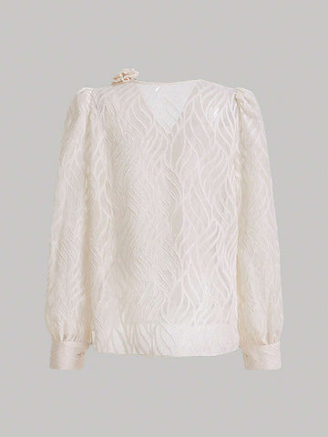 Solid Stereo Flower Blouse