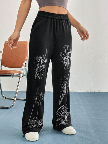 Graphic Print Slant Pocket Sweatpants