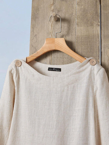 Solid Button Detail Blouse