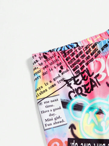 Cartoon Graphic Drop Shoulder Tee & Shorts