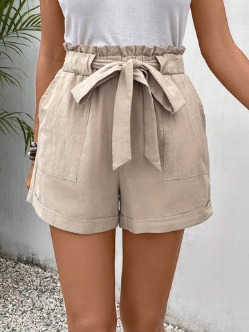 Frenchy Paperbag Waist Belted Shorts
