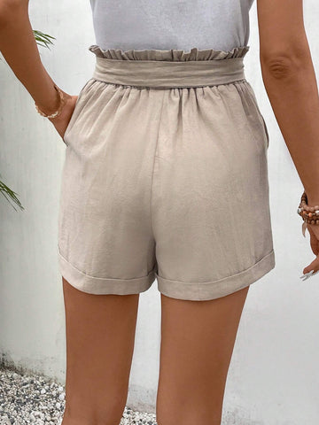 Frenchy Paperbag Waist Belted Shorts
