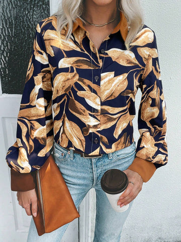 Tropical Print Button Front Shirt