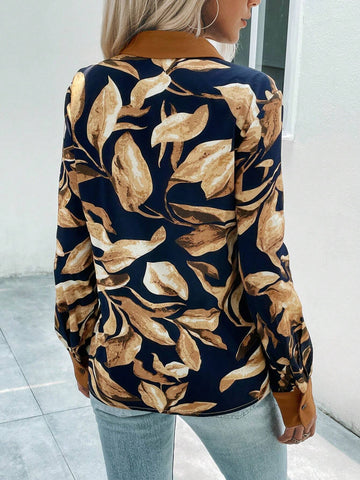 Tropical Print Button Front Shirt