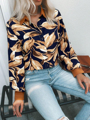Tropical Print Button Front Shirt