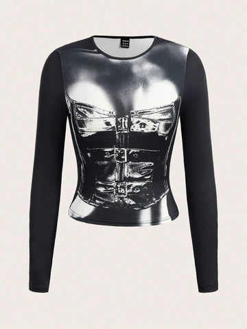 Graphic Print Crop Tee