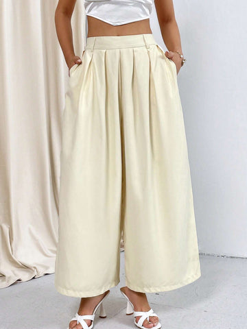 Solid Wide Leg Pants