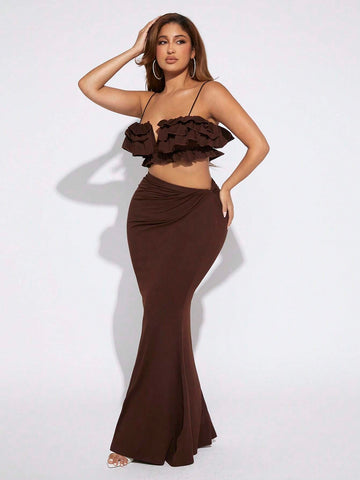 Ruffle Trim Cami Top & Mermaid Hem Skirt