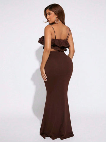 Ruffle Trim Cami Top & Mermaid Hem Skirt