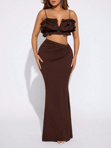 Ruffle Trim Cami Top & Mermaid Hem Skirt