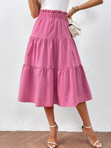 Paperbag Waist Ruffle Hem Skirt