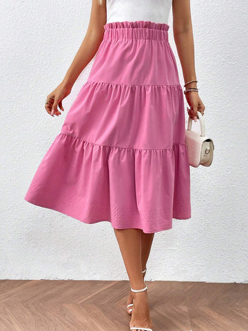 Paperbag Waist Ruffle Hem Skirt