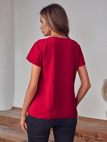 Pearls Beaded V Neck Blouse