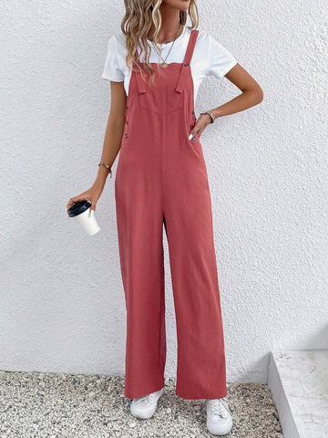 Solid Overall Jumpsuit Without Tee
