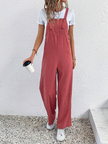Solid Overall Jumpsuit Without Tee