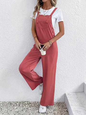 Solid Overall Jumpsuit Without Tee