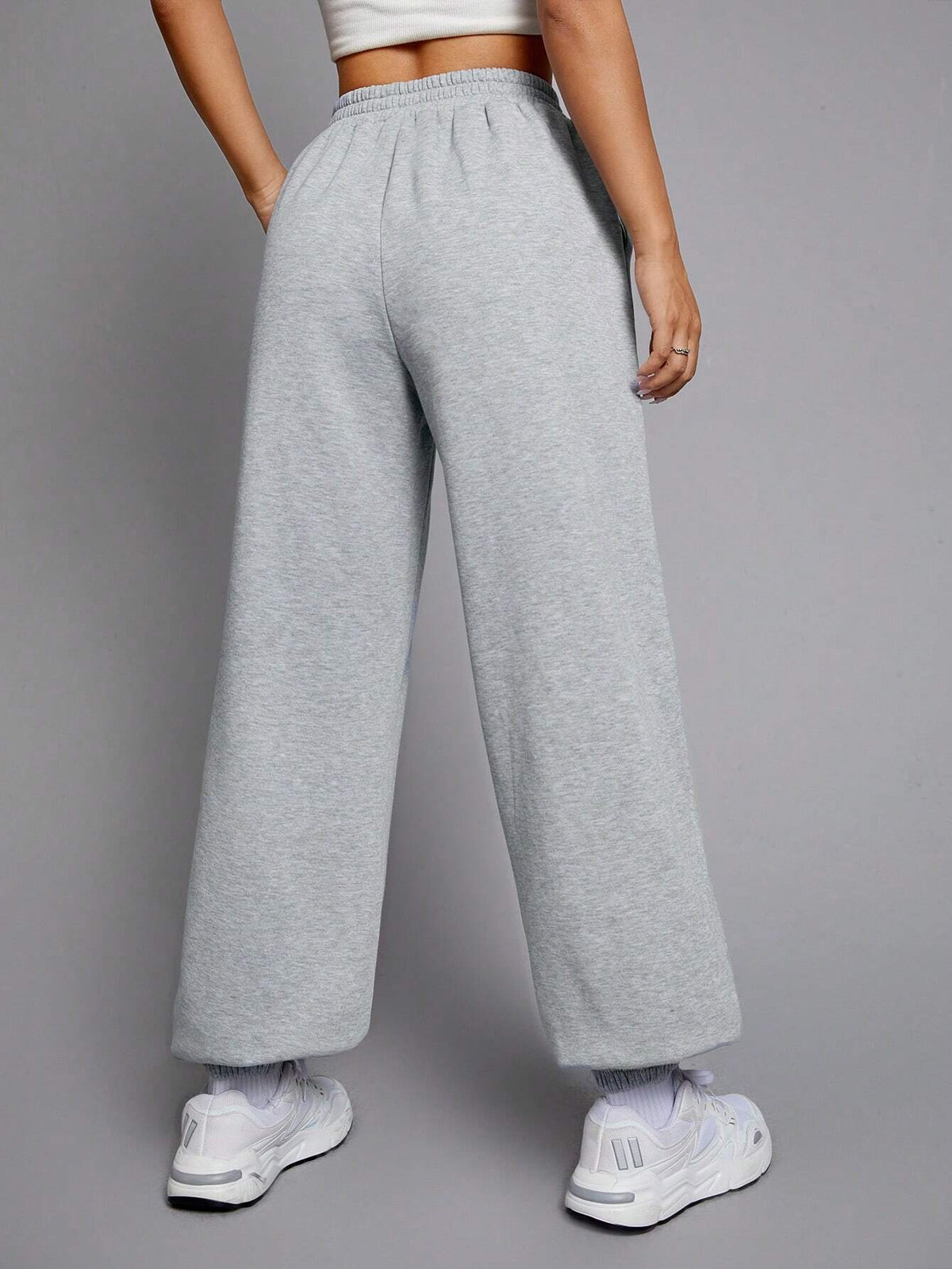 EZwear Butterfly Print Elastic Waist Sweatpants