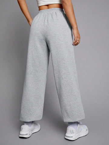 EZwear Butterfly Print Elastic Waist Sweatpants