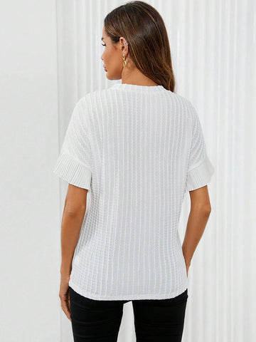 Solid Flounce Sleeve Tee