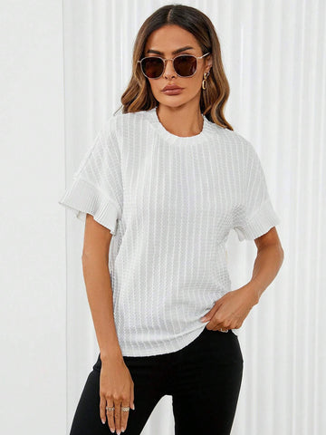 Solid Flounce Sleeve Tee
