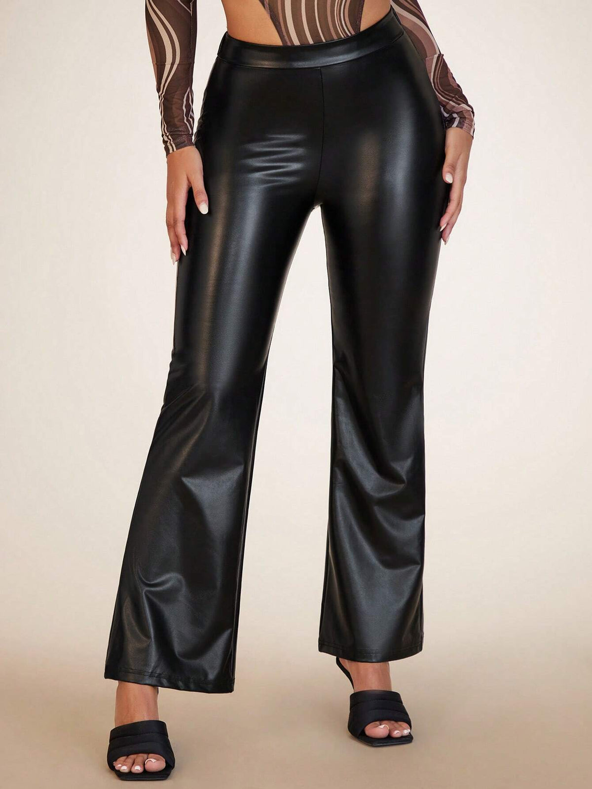 BAE Flare Leg PU Leather Pants