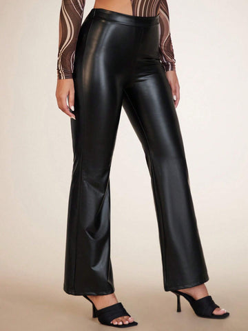 BAE Flare Leg PU Leather Pants