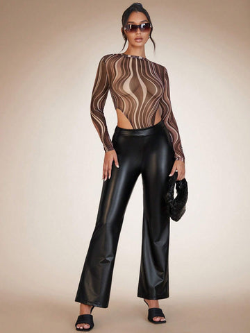 BAE Flare Leg PU Leather Pants