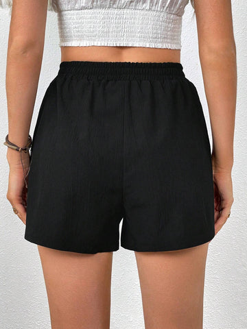 VCAY Frill Trim Drawstring Waist Frill Trim Shorts