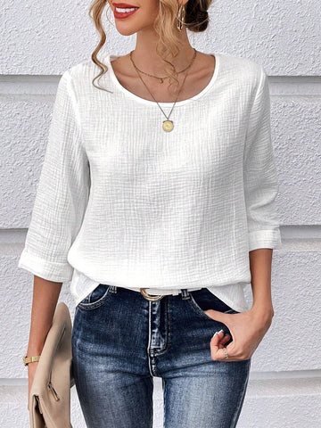 Solid Round Neck Blouse