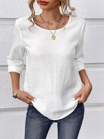Solid Round Neck Blouse