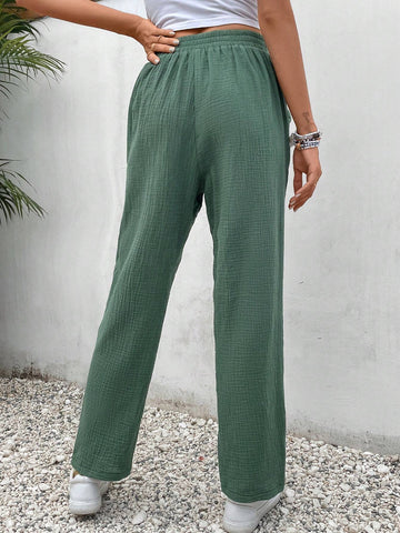 Frenchy Drawstring Waist Straight Leg Pants