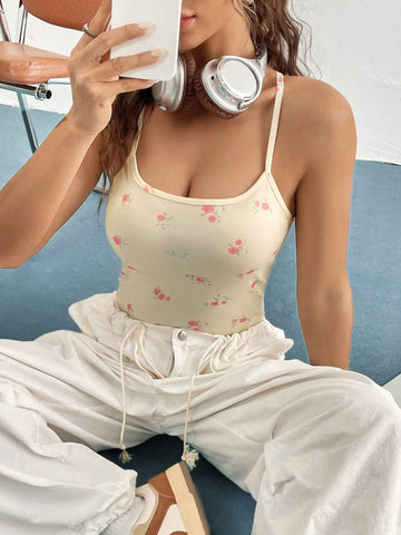 Floral Print Cami Bodysuit