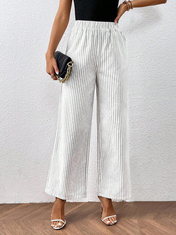 Striped Print Wide Leg Pants