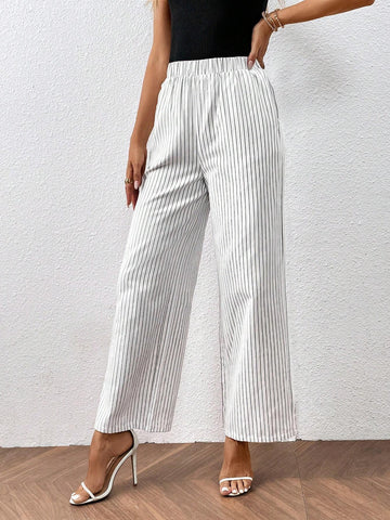 Striped Print Wide Leg Pants