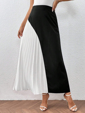 Two Tone Pleated Hem Skirt