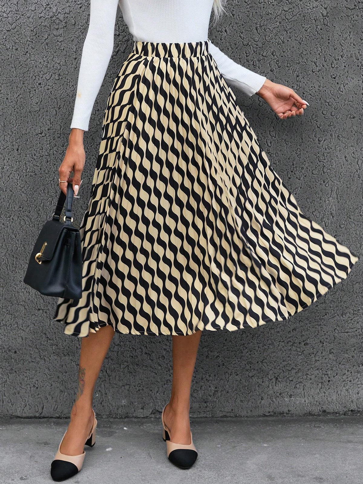 Frenchy Allover Print Elastic Waist Skirt