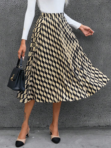 Frenchy Allover Print Elastic Waist Skirt