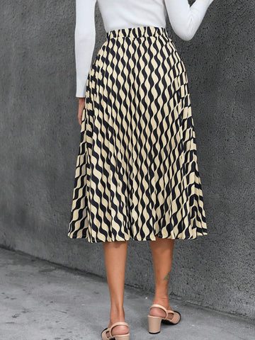 Frenchy Allover Print Elastic Waist Skirt