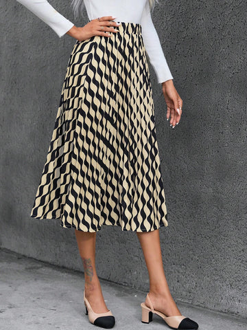 Frenchy Allover Print Elastic Waist Skirt