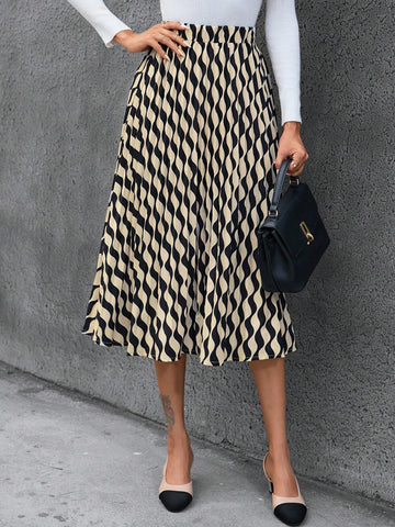 Frenchy Allover Print Elastic Waist Skirt