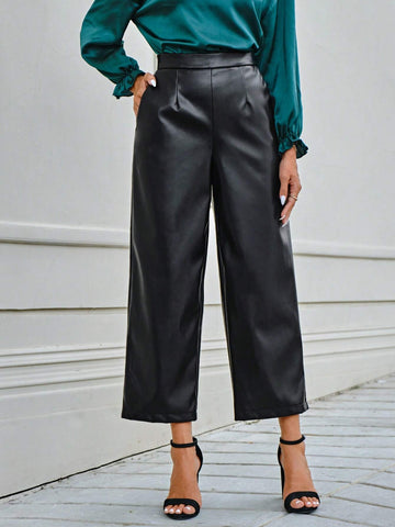 EMERY ROSE High Waist PU Leather Straight Leg Pants