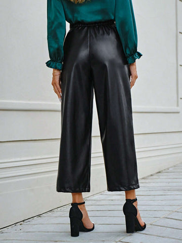 EMERY ROSE High Waist PU Leather Straight Leg Pants