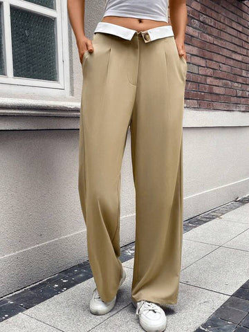 Flipped Waist Straight Leg Pants