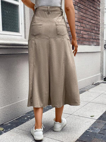 Solid Slant Pocket Skirt