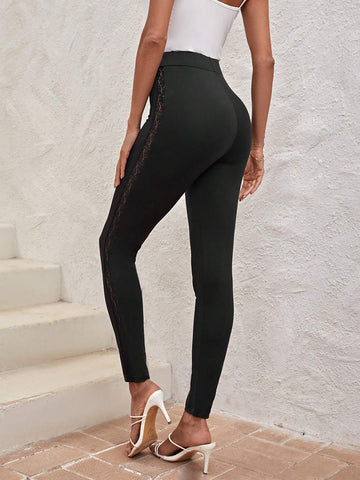 Clasi Contrast Lace Panel Leggings