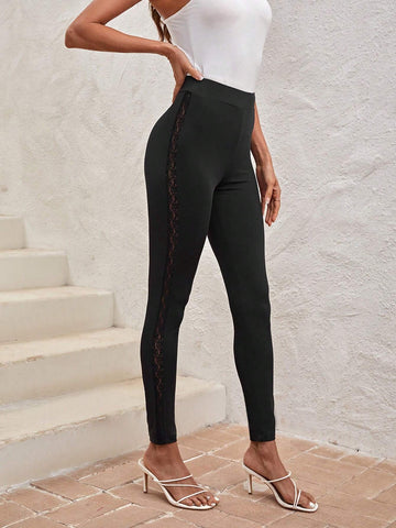 Clasi Contrast Lace Panel Leggings