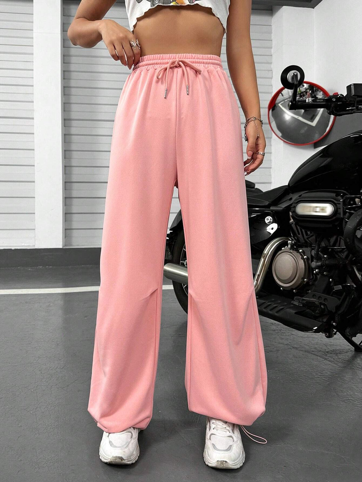 EZwear Drawstring Waist Solid Sweatpants