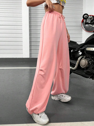 EZwear Drawstring Waist Solid Sweatpants