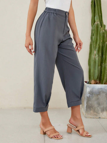 EMERY ROSE Solid Plicated Detail Pants